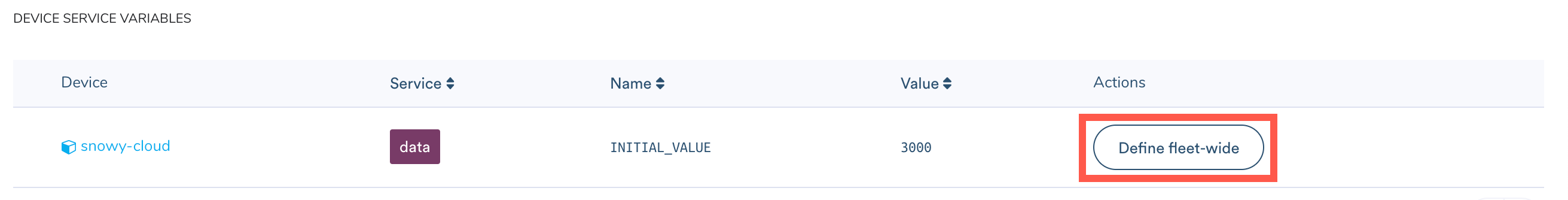 Define device variable fleet-wide